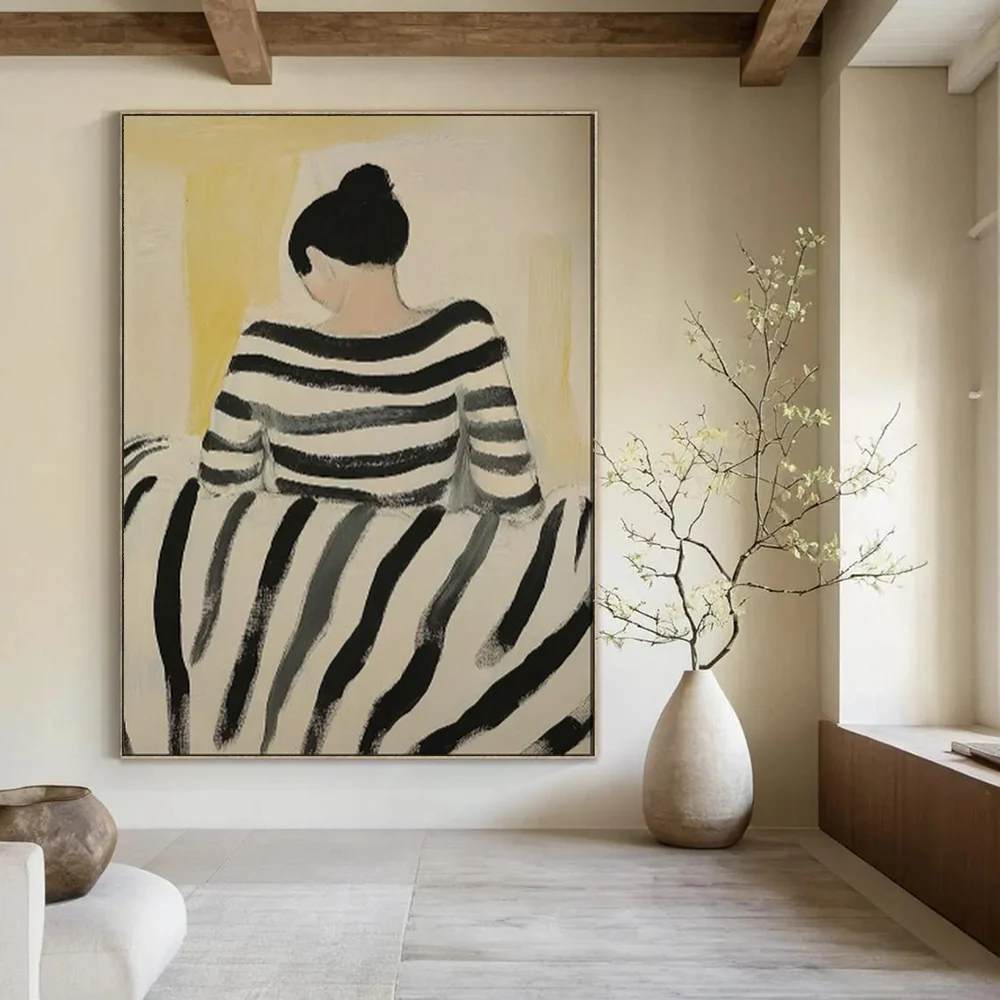 Yellow Original Figure Eclectic Giant Abstract Wall Art KNSX6